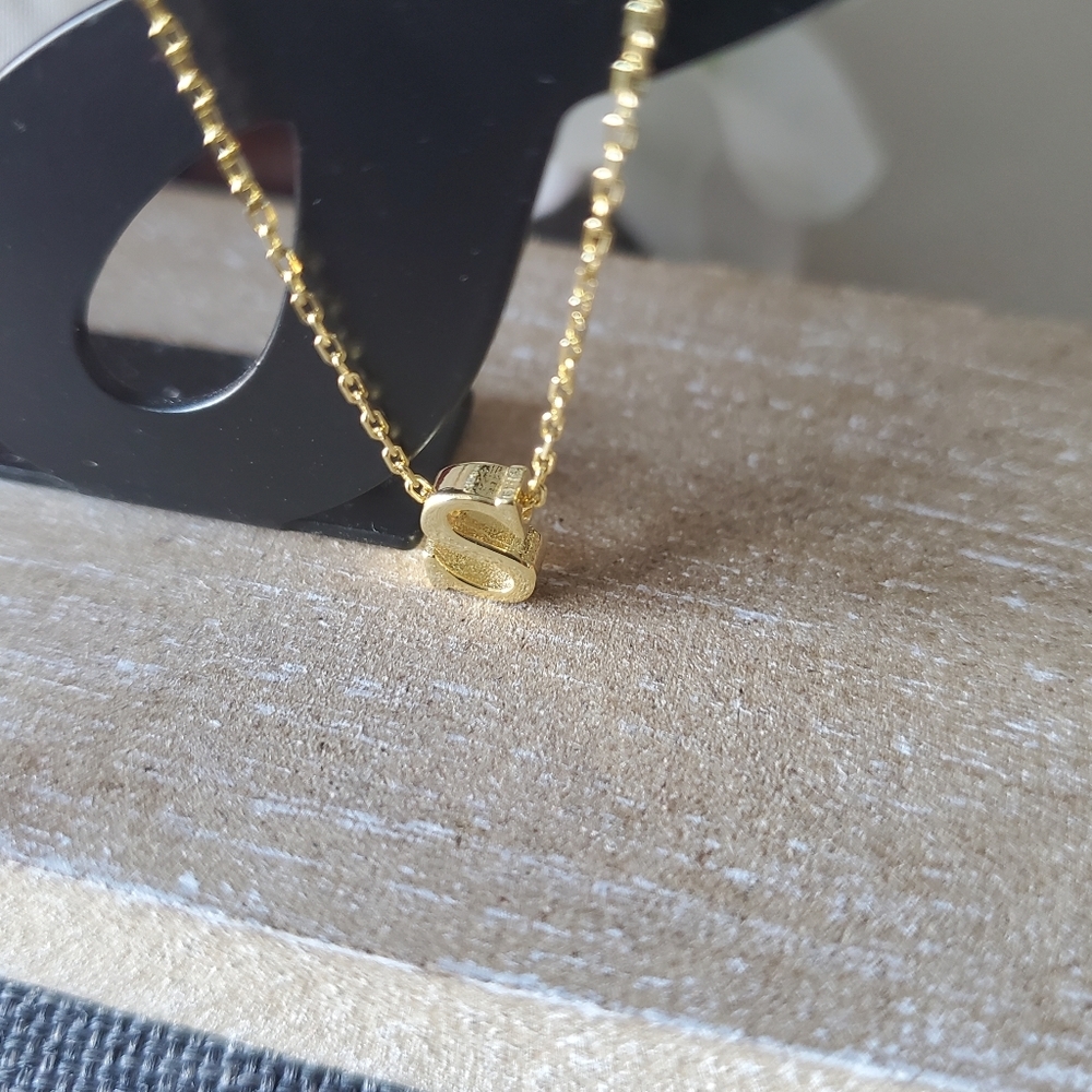 "S" Intial 14K Gold Necklace - Picture 8 of 8